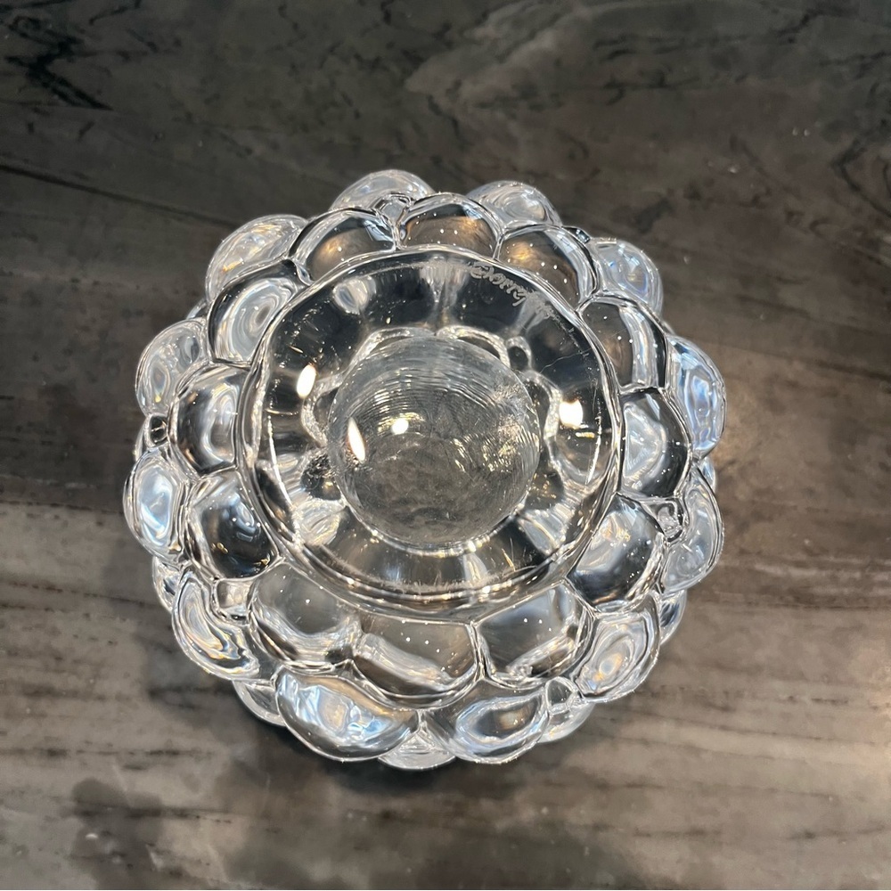 Orrefors Sweden Candle Holder Raspberry Clear Crystal Votive Tea Light Vintage